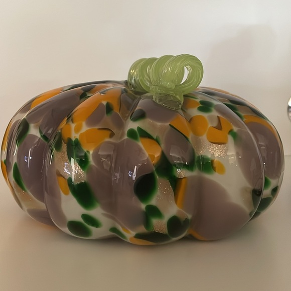 Vintage Murano Mottled Large Pumpkin Squash! Stunning! Unique OOAK! - Picture 5 of 12